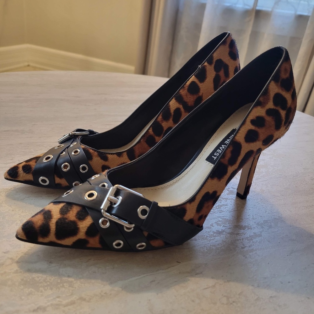 Sassy Nine West Leopard Mtaya Calf Hair Pumps! Size 7.5
